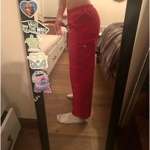 Low rise red cargo pants